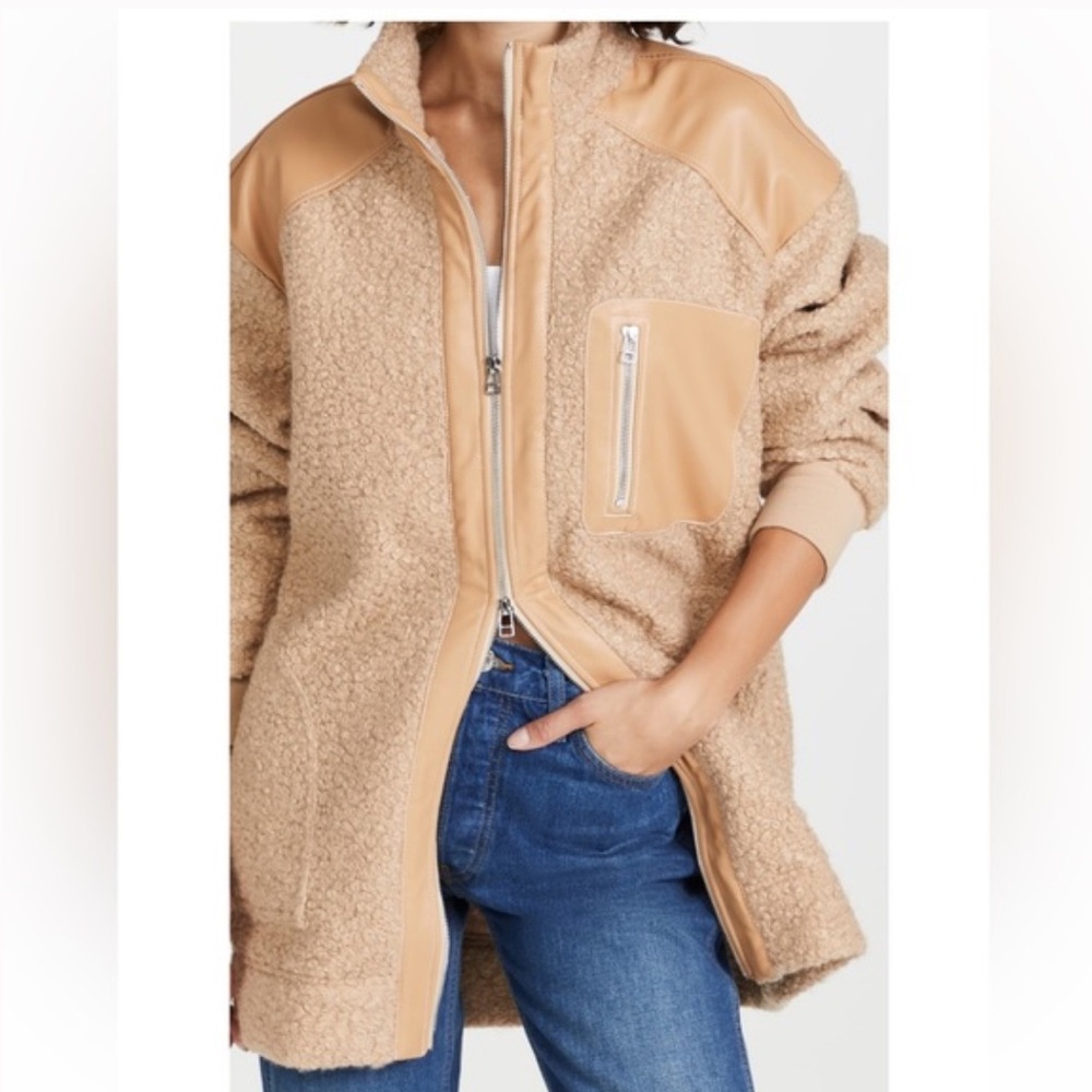 Staud Scrabble Patchwork-effect Faux Shearling Coat Size Medium
